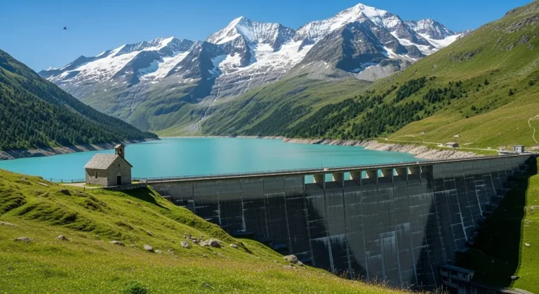 Ce lac de barrage à 1 600 m cache un village englouti depuis 1960