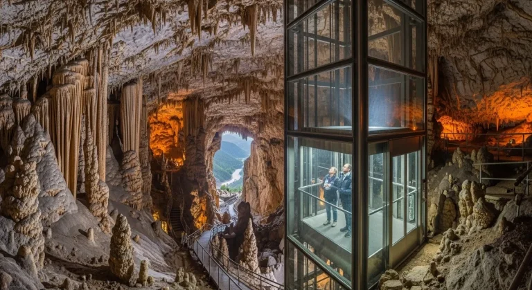 Ce village de 1 000 habitants cache une grotte de 450 m sous sa halle médiévale