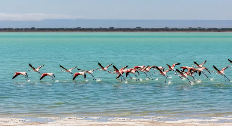Ce lac kenyan de 188 km² accueille 250 000 flamants roses chaque novembre