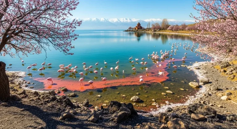 Chaque printemps, des milliers de flamants roses transforment ce lac turc