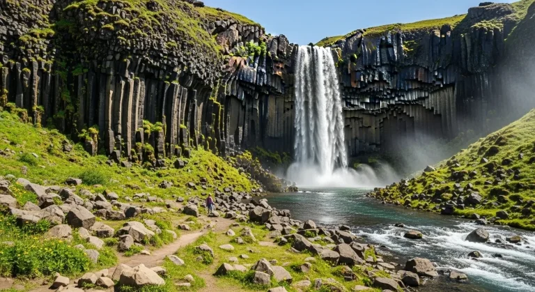 Cette cascade de 32 m cache des orgues basaltiques que les Pyrénées ignorent