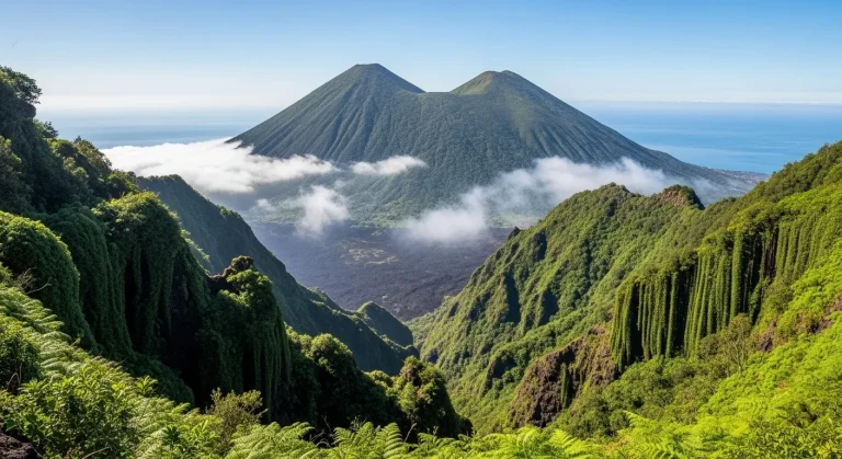 L'île où deux volcans dorment depuis 13 000 ans au milieu d'une forêt verte