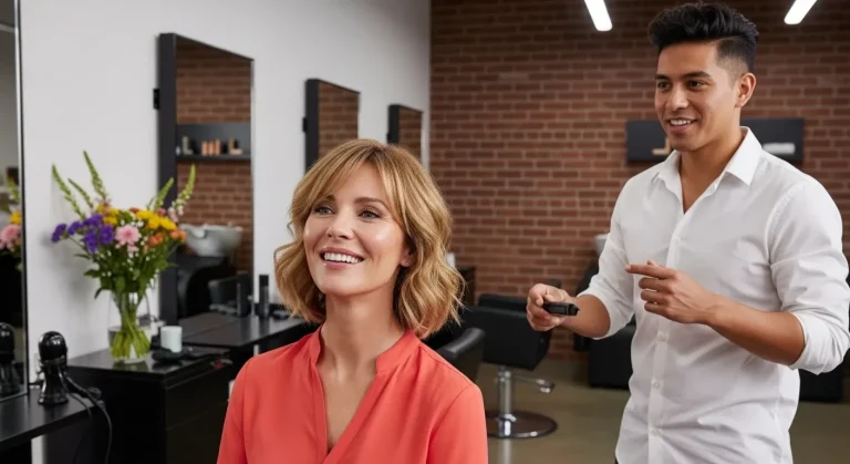 À 45 ans, ce carré effilé avec mèche efface 10 ans sans bistouri