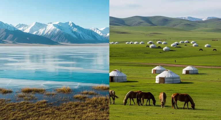Ce lac kirghize reste gelé 180 jours par an puis se transforme en havre nomade