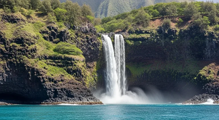 Cette cascade de 840 mètres plonge dans l'océan sans que personne puisse y accéder